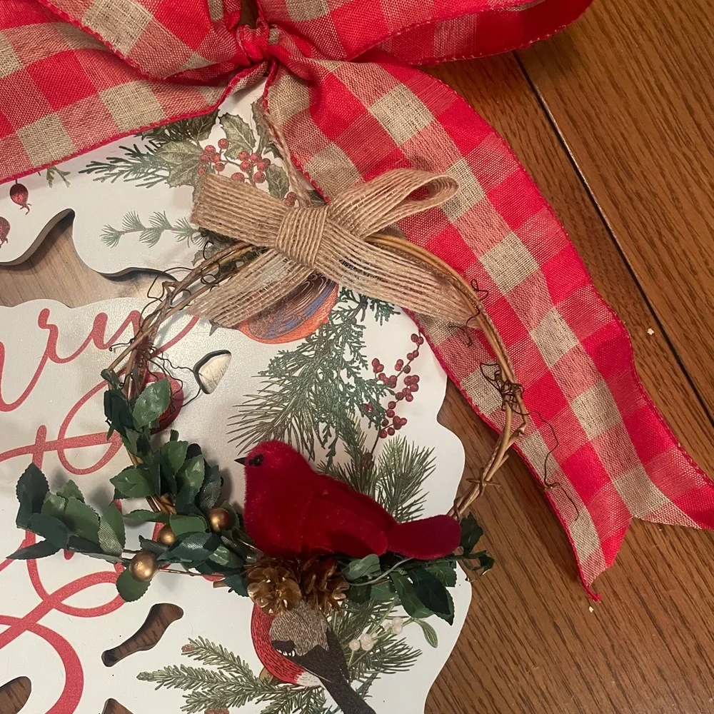 Wood Christmas Bird Wreath